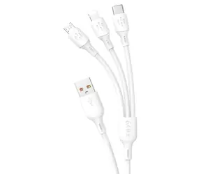 Dudao L8A bílá / Datový kabel / 3v1 / USB-C / MicroUSB / Lightning / 480 Mb/s / 1,2 m