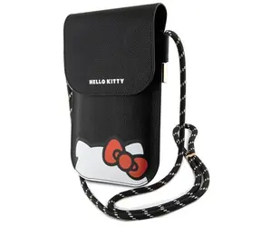 Hello Kitty Leather Hiding Kitty Cord bag černá / Pouzdro na mobil / PU kůže / se šňůrkou