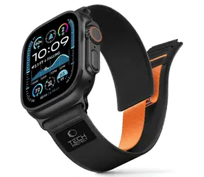 Tech-Protect Nylon Elite černá/oranžová / Řemínek pro Apple Watch / nylonový / 44/45/46/49 mm
