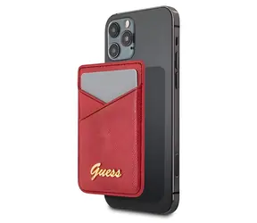GUESS Saffiano Cardslot MagSafe červená / Peněženka na karty