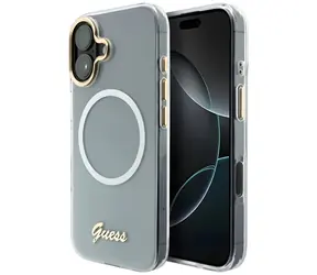 Guess IML Gradient Script Metal MagSafe bílá / Zadní kryt / iPhone 17 / MagSafe