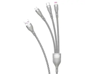 Dudao L20X šedá / Datový kabel / 3v1 Lightning, USB-C, Micro USB / 65W / 1,2 m