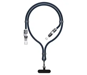 Dudao L20Max modrá / Datový kabel / 4v1 / USB-C / Lightning / USB-A / šňůrka na krk / 65W