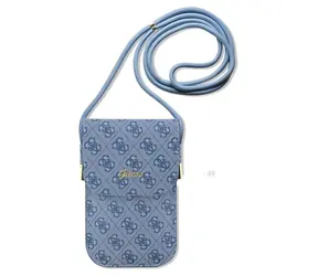 Guess PU 4G Metal Logo Script modrá / Taška na telefon