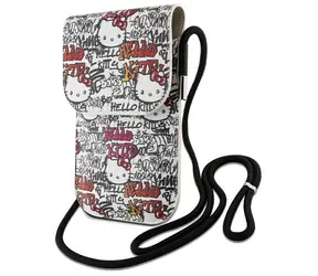 Hello Kitty Tags Graffiti Cord Bag béžová / Taška na mobil / koženková / na šňůrku