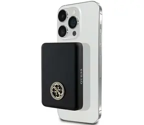 Guess MagSafe 4G Strassed Metal Logo černá / Powerbanka / 5000 mAh / 15W