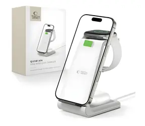 Tech-Protect QI15W-A36 bílá / Bezdrátová nabíjecí stanice / 3v1 / 15W / pro Apple