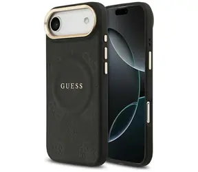 Guess Peony Hot Stamp černá / Zadní kryt pro iPhone Air / MagSafe / Ražený motiv pivoněk