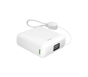 Puro 10000mAh bílá / Powerbanka / 20 W PD / USB-C + USB-A / LED displej / vestavěný kabel USB-C