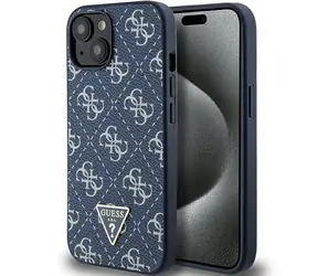 Guess 4G Triangle Metal Logo modrá / Zadní kryt / Apple iPhone 15 Plus / iPhone 14 Plus