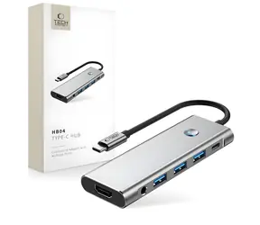 Tech-Protect HB04 šedá / USB-C hub 9v1 / HDMI 4K 60Hz / PD 100W / SD/microSD čtečka / USB 3.0