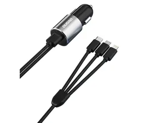 Dudao R5ProN černá / Autonabíječka / vestavěné kabely Lightning, USB-C, Micro USB / 3,4 A