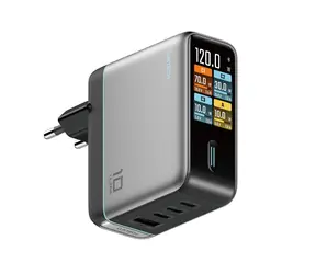 Cuktech AD1204U stříbrná / Síťová nabíječka / 120W / displej / USB-C kabel