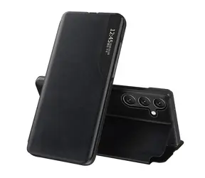 Hurtel Eco Leather View pouzdro pro Samsung Galaxy S24 FE černé / Pouzdro / Flip / stojánek / eko kůže