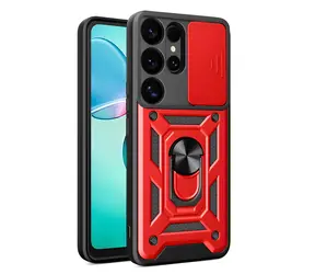 Hurtel Hybrid Armor Camshield pro Samsung Galaxy S25 Ultra červená / Kryt / kryt kamery / kovový kroužek