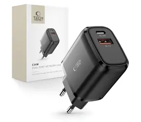 Tech-Protect C20W černá / Síťová nabíječka / USB-C PD 20W / USB-A QC 3.0