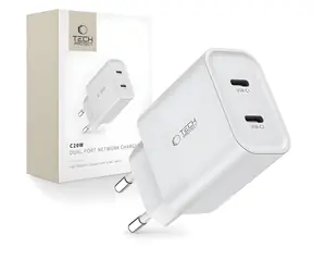 Tech-Protect C20W bílá / Nabíječka / 2x USB-C / PD 20W