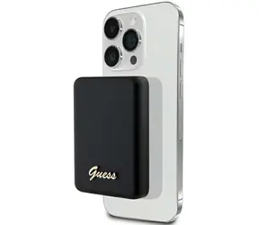 Guess Metal Script Logo MagSafe černá / Powerbanka / 5000 mAh / 15 W
