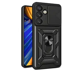 Hurtel Hybrid Armor CamShield černá / Ochranný kryt s krytem kamery a stojánkem / Samsung Galaxy S25 Edge
