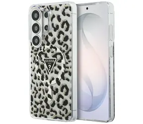 Guess IML Leopard Triangle Logo černá / Zadní kryt / Samsung Galaxy S26 Ultra / MagSafe / Leopardí potisk