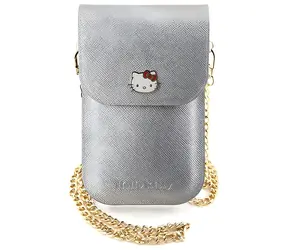 Hello Kitty kožená kabelka s řetízkem stříbrná / Kabelka / Kovové logo