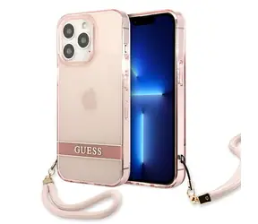 Guess Translucent Strap růžová / Pouzdro / Apple iPhone 13 Pro Max