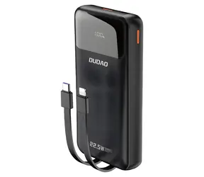 Dudao K15Pro 20000mAh černá / Powerbanka / USB-C / USB-A / vestavěné kabely Lightning / USB-C / 22.5W