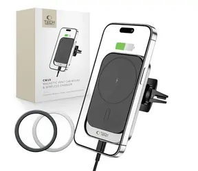 Tech-Protect CW19 MagSafe černá / Držák do auta / Magnetický / 15W bezdrátové nabíjení / do ventilace