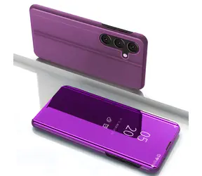 Hurtel Clear View Case s klopou růžová / Flipové pouzdro / Samsung Galaxy S25 / průhledné okénko