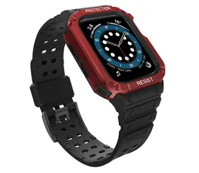 Hurtel Protect Strap pro Apple Watch 38/40/41 mm černá, červená / Řemínek / S ochranným krytem / Odolný