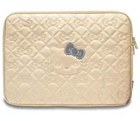 Hello Kitty PU Quilted Bows zlatá / Pouzdro na notebook / 14"