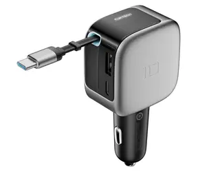 Cuktech CC903P šedá / Nabíječka do auta / 100 W / USB-C kabel 70 cm / displej