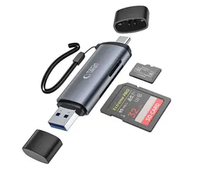 Tech-Protect UltraBoost šedá / Čtečka karet / SD, microSD / USB-C & USB-A