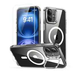 ESR Classic Hybrid HaloLock transparentní / Pouzdro se stojánkem + ochranné sklo / Apple iPhone 16 / MagSafe