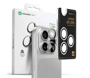 AmazingThing AR Aluminum stříbrná / Ochranné sklo fotoaparátu / Apple iPhone 16 Pro / 16 Pro Max / 3 čočky