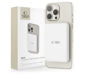 Tech-Protect LifeMag PB10 bílá / Powerbanka / MagSafe / 5000 mAh / 15W / USB-C