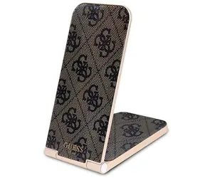 Guess 4G Pattern MagSafe hnědá / Skládací bezdrátová nabíječka 2v1 / 15W