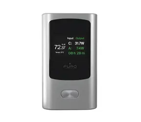 Puro Powerbanka 10000mAh šedá / Powerbanka / 45W / USB-A + USB-C / Displej