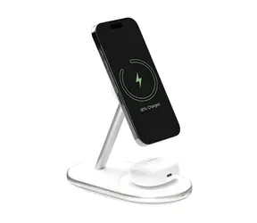 Puro Mag Station 2v1 bílá / Bezdrátová nabíječka / MagSafe / telefon + sluchátka