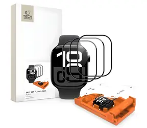 Tech-Protect Easy Set Flex+ 46mm černá / Ochranné tvrzené sklo pro Apple Watch / 3 ks v balení