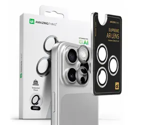 AmazingThing AR Aluminum 3 Lens Glass šedá / Sklo na fotoaparát / Apple iPhone 16 Pro/16 Pro Max / Hliníkový rámeček