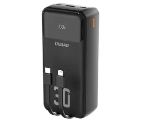 Dudao K15MAX černá / Powerbanka / 30 000 mAh / PD 22,5W / vestavěné kabely