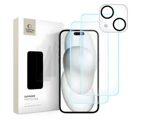 Tech-Protect Supreme Set pro Apple iPhone 15 / Ochranné sklo na displej a fotoaparát / Temperované sklo / 3 ks