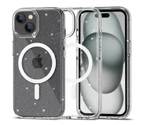 Tech-Protect FlexAir Hybrid průhledná se třpytkami / Kryt na iPhone 15 / MagSafe
