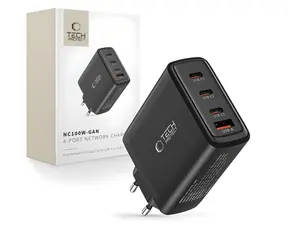 Tech-Protect NC100W-GAN černá / Síťová nabíječka / GaN / 3x USB-C PD 100W / 1x USB-A QC3.0