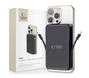 Tech-Protect LifeMag PB31 černá / Powerbanka / MagSafe / 10000mAh / USB-C / USB-A / Lightning