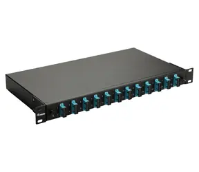 Equip optický spojovací box 12-port SC-Duplex černá / Optický spojovací box / 1U / OM3 multimode