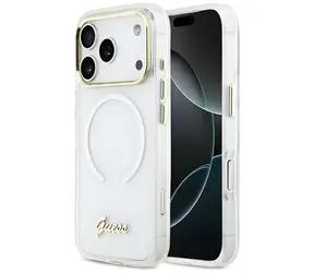 Guess IML Gradient Script Metal MagSafe bílá / Zadní kryt / iPhone 17 Pro Max / MagSafe