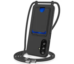 Hurtel TPU kryt s kapsou na kartu a poutkem černá / Kryt / Samsung Galaxy A57 5G / TPU
