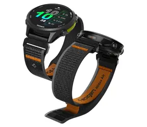Spigen Athlex Air řemínek pro Garmin QuickFit 22mm černo-oranžová / Řemínek / Nylon / Quick Fit / 155–245 mm